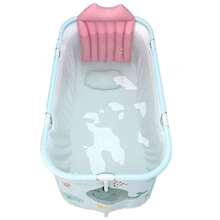 Foldable Portable Bathtub With Ocean-Themed Texture • Inflatable Lumbar Support Pillow • Lightweight Collapsible Design For Soaking & Showering • Easy Snap-Together Assembly • Compact When Folded – Ideal For Apartments, Dorms, RVs & Travel • Non-Slip - 120x55x50cm - View 5