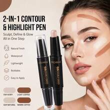 2-In-1 Contour And Highlight Dual-Ended Pen, For Face Contouring Makeup- Buildable, Waterproof, Smooth, Lightweight, Natural Contour And Highlight, Two Shades,Easy To Apply Suitable For Beginners. - Multicolor - View 1