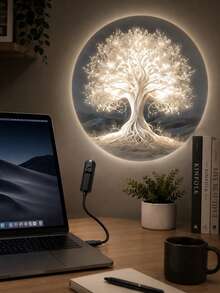 مصباح شجرة الحياة الواقعي المتوهج، إضاءة قابلة للتوصيل عبر USB لأجواء غرفة مريحة - الأسود - مشاهدة 9