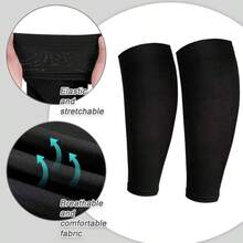 2 Pairs Unisex Calf Compression Sleeves Leg Support Socks, Soft Elastic Comfortable Fit, Suitable For Running Training, Daily Activities, Sports, Sports Socks, Black/Nude, Size M - Multicolor - View 9