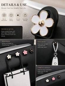 2 piezas de ganchos adhesivos mini para coche, ganchos de almacenamiento con forma de flor para el salpicadero y uso doméstico, adecuados para colgar bolsos, llaves y otros accesorios decorativos interiores - A - Ver 10