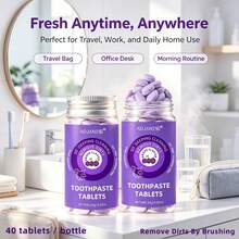 1 Bottle (40 Tablets) ADJANISS Toothpaste Tablets, Contains Hydroxyapatite And Xylitol, Gently Cleans Teeth Without Causing Sensitivity, Promotes Remineralization, Deep Cleaning, Fresh Breath, Suitable For All Adults, Travel Size - Grape - View 10