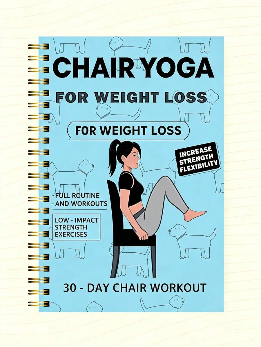30-Day Sitting Yoga Weight Loss Exercise Plan And Diary - 50-Page Illustrated Exercise Guide, Including Daily Yoga Exercises, Meal Plan, And Progress Tracking - Compact Size , Suitable For Home Gym Use - Multicolor - View 1