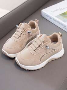 1 Pair Soft Sole Non-Slip Fashion Versatile Outdoor Casual Sports Shoes With Hook And Loop For Girls And Boys, Suitable For Spring And Autumn - Khaki - View 15
