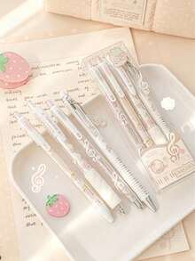 2/4pcs Strawberry Chocolate Scented Pen Set: 0.5mm Retractable Ballpoint Pens, Includes 1 Scented Pen And 1 Erasable Pen, Quick-Drying Black Ink, Suitable For Writing, Ergonomic Grip, Ideal For Study, Exams And Office Use - A - View 4