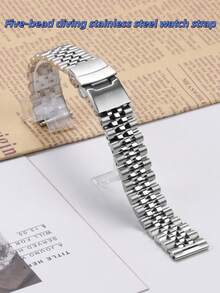 Solid Stainless Steel Wristwatch, Elegant Business Strap, 18mm, 20mm, 22mm Optional, Suitable For Various Occasions. High-Quality Stainless Steel Watch Band, Adjustable Design, Fashionable And Comfortable, Suitable For Men And Women. - Silver - View 1