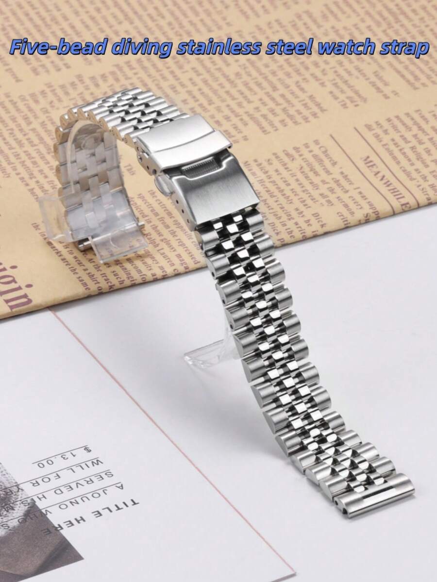 Solid Stainless Steel Wristwatch, Elegant Business Strap, 18mm, 20mm, 22mm Optional, Suitable For Various Occasions. High-Quality Stainless Steel Watch Band, Adjustable Design, Fashionable And Comfortable, Suitable For Men And Women. - Silver - View 1