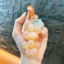 1pc Iridescent Grape Keychain, Simulated Fruit Cluster Charm With Heart Pendant & Snap Hook For Women Girls Gift - Multicolor - View 15