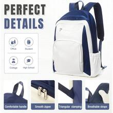 Large Capacity College Backpack Travel Laptop Bag, Fits 15.6 Inch Laptop, Lightweight Durable Student Backpack With Multi-Function Pockets - Multicolor - View 5