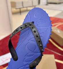 CL Explosion Red Rivet Sole Non-Slip Flat Heel Clip Foot Beach Sandals Outdoor Couples - 藍色 - 查看 7