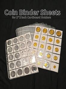 1/3入硬幣收藏頁，硬幣收藏活頁夾，標準9格硬幣頁，硬幣收藏套組，硬幣收藏收納整理，硬幣分類與展示，單面高透明硬幣相簿頁（實際細節可能有所不同） - 彩色 - 查看 3