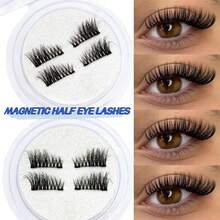 1 Pair Magnetic False Eyelashes, Half Lash Style, No Glue Needed, Short Magnetic Lashes, Natural Cat Eye Makeup Effect, Reusable, Suitable For Lash Extensions, Suitable For People With Droopy Eyelids, Makeup Bloggers And Gifts - View 5