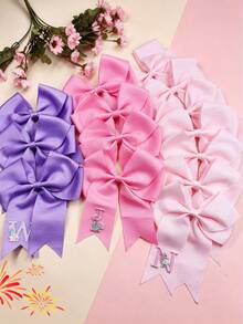 1pc 26 English Letters Girl Back To School Season Polyester Bow Edge Hair Clip, Versatile Hair Accessory For School Daily Wear - Multicolor - View 1
