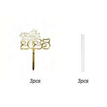1件/3件 Hello 2026 金色壓克力蛋糕裝飾插牌，適用於新年、聖誕派對蛋糕裝飾 - 彩色 - 查看 12