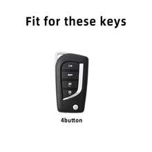 Grey TPU Car Key Cover Keychain Compatible With Toyota Folding 4-Button Aygo Yaris Highlander Camry RAV4 Fortuner Hilux Auris Corolla Avensis Ve Remote Key Shell Protective Case - Type a - View 1