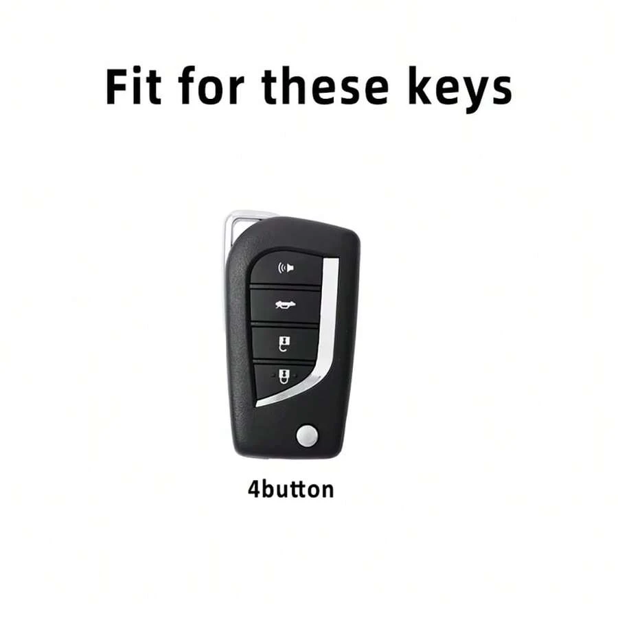 Grey TPU Car Key Cover Keychain Compatible With Toyota Folding 4-Button Aygo Yaris Highlander Camry RAV4 Fortuner Hilux Auris Corolla Avensis Ve Remote Key Shell Protective Case - Type a - View 1