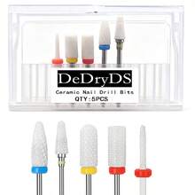 DeDryDS 5pcs Electric Nail File Drill Bits, Professional Manicure & Pedicure Acrylic Gel Nail Removal Sanding Grinding Heads Nail Art Tools, Portable Storage Box For Home & Salon - Multicolor - View 15