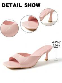 Square Toe Wine Glasses And Women's High-Heeled Sandals, Light Version, Daily Fashion Versatile, Commuting Solid Color High-Heeled Sandals - Pink - View 2