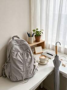 4pcs/1pc Solid Color Ultra-Light Wrinkle-Resistant Backpack, Casual Daily Use Backpack, Suitable For All Seasons, Ideal For Women Students, Travel, Outdoor Sports, Hiking, School, Commuting, Daily Use - Multiple Styles - View 6