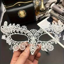 1件裝黑色蕾絲化裝舞會半臉面具 女款，萬聖節 Cosplay 派對可愛眼罩面紗 - 查看 3