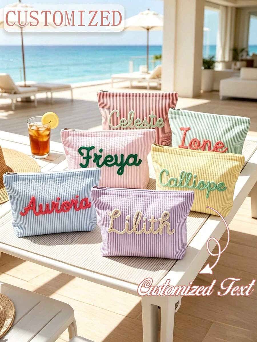 Custom Photo Linen Tote Bag & Makeup Bag Set, Large Capacity Portable Shopping Bag. Perfect For Daily Commute, Travel, Beach And Outdoor Use. - Multicolor - View 1