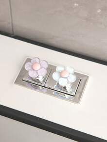 Elegant Floral Toilet Flush Button Nail, Suitable For Bathroom Decoration - Multicolor - View 3