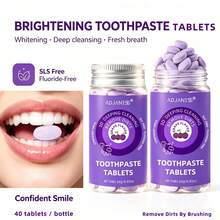 1 Bottle (40 Tablets) ADJANISS Toothpaste Tablets, Contains Hydroxyapatite And Xylitol, Gently Cleans Teeth Without Causing Sensitivity, Promotes Remineralization, Deep Cleaning, Fresh Breath, Suitable For All Adults, Travel Size - Grape - View 2