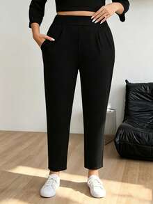 2pcs Plus Size Women Solid Color Sports Harem Pants, Versatile Long Pants Suitable For Daily Outings, Commuting, Sports And Fitness Fall - Multicolor - View 3