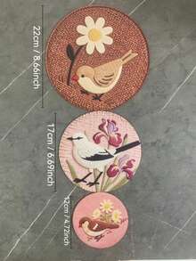 1/4PCS New Style Coffee Table Placemats, Faux Woven Print Heat-Insulated Coasters, Round Coffee Cup Coasters, Creative Tea Mats, Round Placemats, Washable Heat-Resistant Anti-Scald Anti-Slip Table Mats For Home Dining. 3 Sizes Available: 12*12cm 17*17cm 22*22cm - Multicolor - View 7