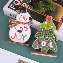 2D Flat, 4pcs Decorative Art Wooden Statue Set - Santa Claus, Snowman And Christmas Tree Design - Suitable For Christmas, New Year And Winter Multi-Functional Holiday Decoration - No Power Required - A - View 4