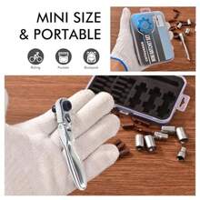Mini Ratchet Screwdriver Set, Right Angle Screwdriver Set With 1/4 Mini Flex Ratchet Wrench And Bits Sockets For Tight Spaces Ratchet Wrench With Bits And Socket - Silver - View 6
