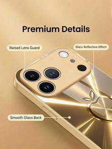 1 pieza Funda de teléfono de vidrio de alta definición personalizada, patrón de impresión de manzana degradada, adecuada para Apple 16 Pro Max/15/14 Plus/13 Pro/12 Pro Max/11/XsMax/8/7/6Plus y S24 Ultra/S25 Ultra, elegante colorida linda divertida minimalista, funda de teléfono personalizada única y linda, regalo ideal para novio, novia, familia, amigos, abuelos, aniversario de pareja, cumpleaños - Dorado - Ver 10
