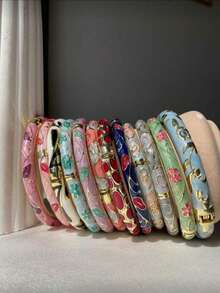 1 pieza Brazalete de estilo bohemio vintage con esmalte colorido, joyería Y2K para mujer, accesorio diario para playa y fiesta (patrón de resina aleatorio) - Multicolor - Ver 5