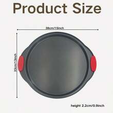 Nonstick Carbon Steel Pizza Pan, Silicone Handle Oven Baking Tray, Solid Dishwasher Pizza Tray (Black) - Black - View 9