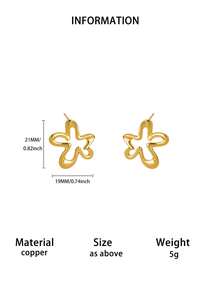 1Pair/1Set Irregular Hollow Flower Earrings, 18K Gold Plated Stud Earrings, Minimalist Abstract Women Jewelry For Daily Dating Party Gifts - Multicolor - View 10
