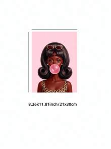 1pc Frameless Y2K Leopard Bubblegum Girl Pop Art Poster, Funky Retro Room Decor For Dorm, Bedroom, Party Gift - Leopard Print - View 10