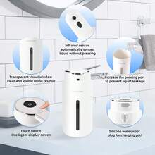 DONASIRA 1pc 420ML Large Capacity Low Noise High Definition Display Screen 6-Level Adjustable Foam/Liquid Control Touch Infrared Sensor Automatic Soap Dispenser Hand Wash Pump Shampoo Bottle, Suitable For Kitchen And Bathroom - Multicolor - View 9