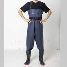 Waders Fishing Pants Full Length Wading Shorts Unisex Boot-Footed Waders Full Body Thickened Wading Shorts Fishing Pants - Grey - View 9