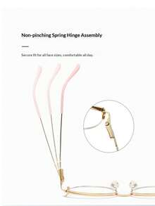New Cat Eye Glasses Fashion Rhinestone Studded - Gold - View 3