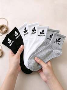 1/6/12 Pairs Men's Striped Letter Solid Color Short Socks, Sweat-Absorbing Breathable Casual Low-Cut Socks, Suitable For Daily Wear, Sports, Back To School Season - Multicolor - View 1