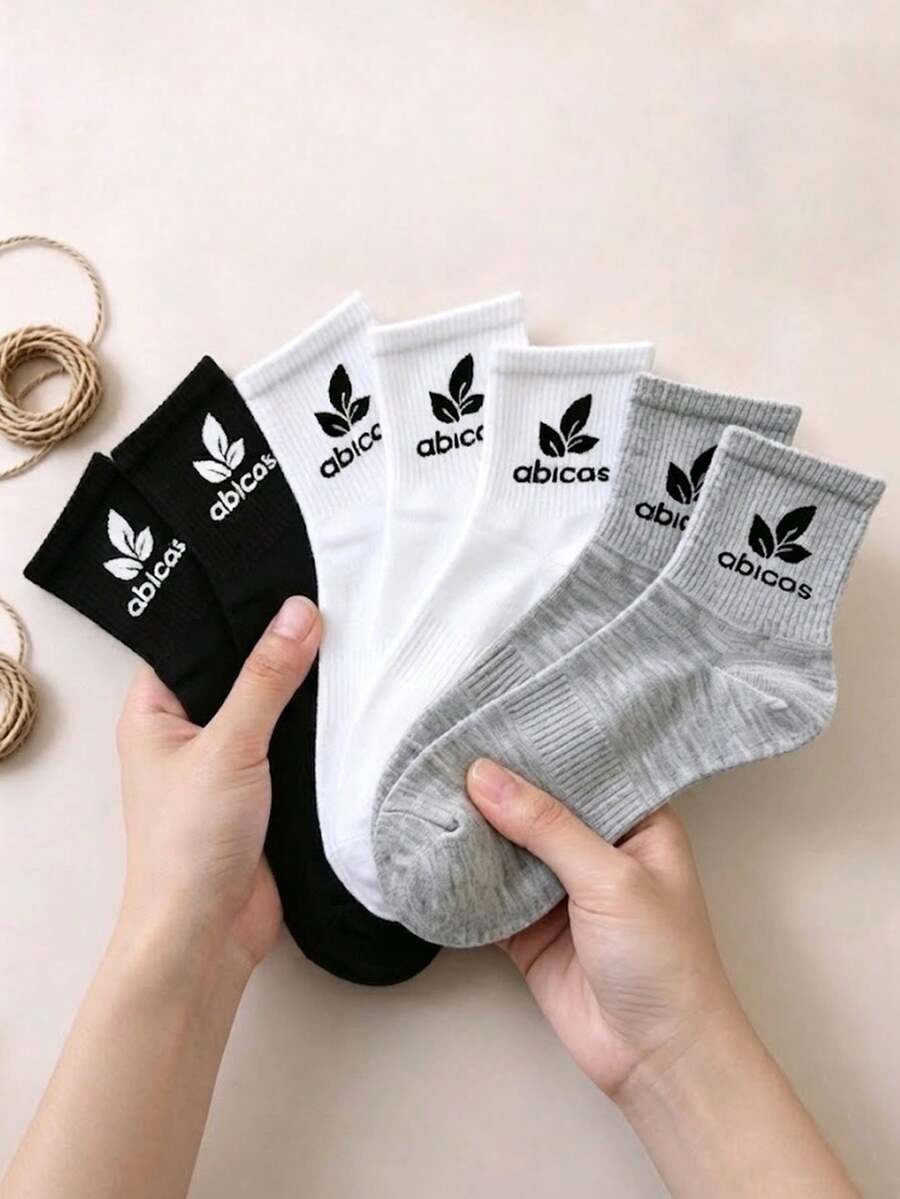 1/6/12 Pairs Men's Striped Letter Solid Color Short Socks, Sweat-Absorbing Breathable Casual Low-Cut Socks, Suitable For Daily Wear, Sports, Back To School Season - Multicolor - View 1