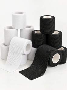 1/2/4/6/9 Rolls Elastic Bandage, Breathable Soft Non-Woven Fabric Bandage, Suitable For Football, Basketball, Fitness, Weightlifting, Boxing, Used For Wrist, Ankle, Finger And Other Joint Compression - Black - View 6