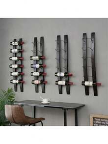 Wall Mounted Wine Rack, Barrel Stave Wine Rack, Imported Pine Wood And Metal Wine Bottle Holder Rack - 6 Bottles 40x7.6inch (Red Wine Color),45790367 - View 2