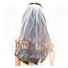 Bride To Be Gold Foil Printed Veil, Bachelorette Party Gift Veil, Suitable For Bachelorette Party, Bridal Party, Wedding, Engagement Party, 1pc Bride To Be Ribbon Head Veil, Bachelorette Party Accessory, Bridal Shower Decoration, Engagement Gift, Bride To Be Veil Headband With Comb, Bachelorette Bride To Be Embroidered Veil With Pearl, Custom Bridal Veil With Phrases, Headband Decorations, White Headpiece Bridal Shower Gift - Multicolor - View 4