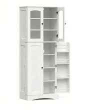 Extendable Dining Table, Rectangular, For 4 To 6 People, Kitchen Table 110-130 Cm, 6 Open Shelves - White - View 1