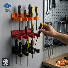 1/2pcs (1/2 Rack + 2/4 Matching Screws) Screwdriver Wall Mount Rack/9-Slot Screwdriver Storage Rack, Garage Organization Tool, Easy Installation, Used For Manual Tool Organization, Suitable For Garage/Warehouse Tool Organization And Storage - Multicolor - View 2