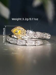 1pc Fashion Cubic Zirconia Ring For Women, Wedding Engagement Party Jewelry, Valentine's Day Gift - 1# - View 6
