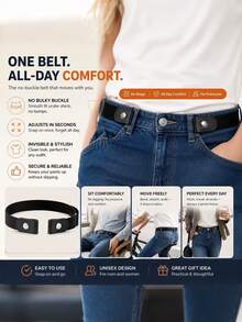 Elastic Waistband Belt Adjustable No-Buckle Belt Invisible Stretch Belt For Men And Women Buckle-Free Comfortable Design Enhance Body Contour Invisible Fit Super Convenient For Daily Wear Practical Thoughtful Little Holiday Gift - Multicolor - View 9