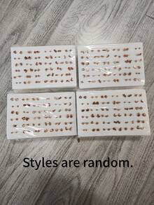 RINTOLER 36 Pairs Minimalist Personalized Mini Multi-Color Small Plastic Hypoallergenic Earrings Set, Random Pattern Styles, Darker Colors - Gold - View 2
