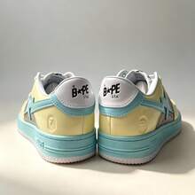 A BATHING APE Bape 休閒滑板鞋 配色拼接星星 Logo 亮面休閒運動鞋 黃綠色 女款 - 黃綠棕 - 查看 5